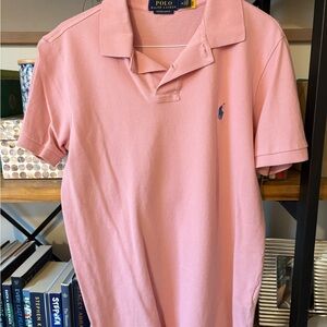 Ralph Lauren Pink Polo Shirt with Blue Logo